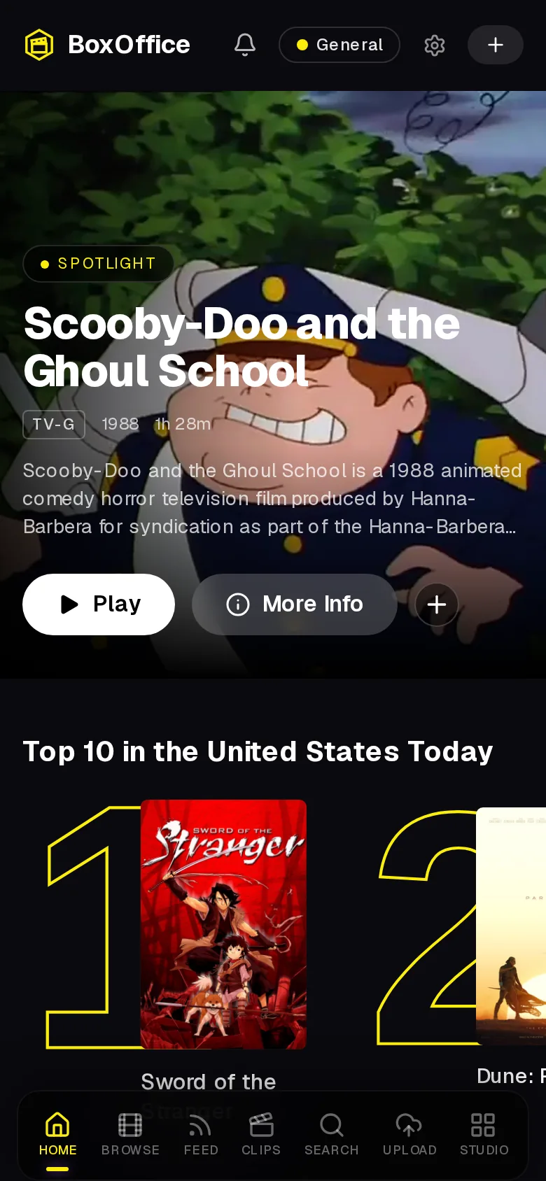 BoxOffice video streaming on a phone